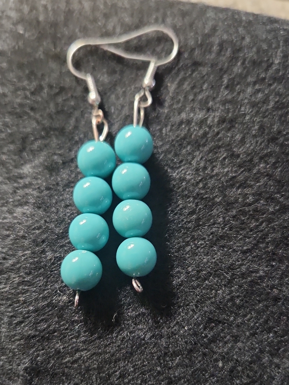 Hand Crafted Turquoise Blue Beaded Drop Earrings